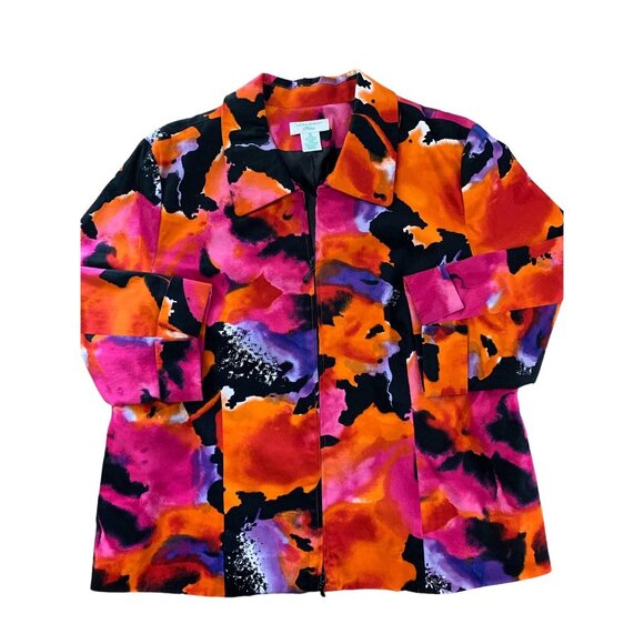 Laura Ashley Petite Womens Top 3/4 Sleeve Blazer Jacket Full Zip Pockets Size LP - Picture 10 of 12